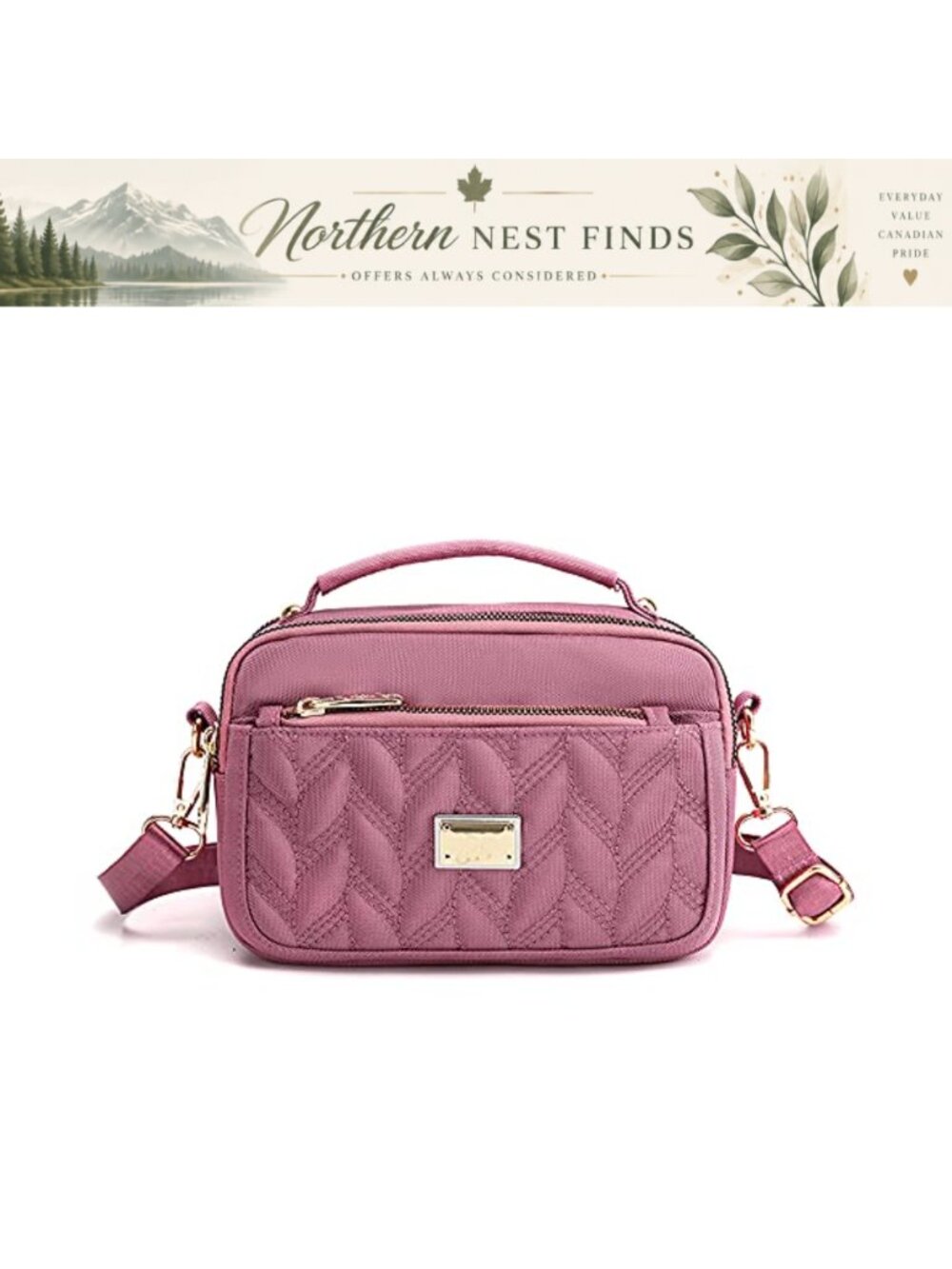 Nylon Quilted Small Crossbody Bag Mini Cellphone Purse for Women